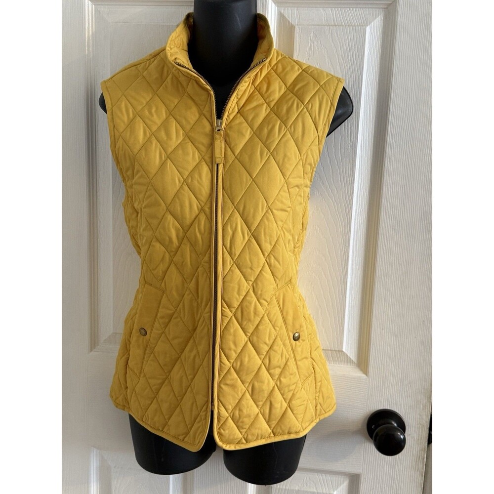 Land’s End Woman’s Quilted Vest Size Small Yellow Fall See Pics